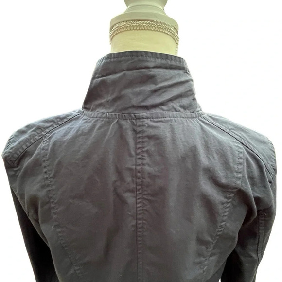 ModCloth Navy Blue Ruffle Peplum Cotton Zip Jacket Size Large - Picture 9 of 14